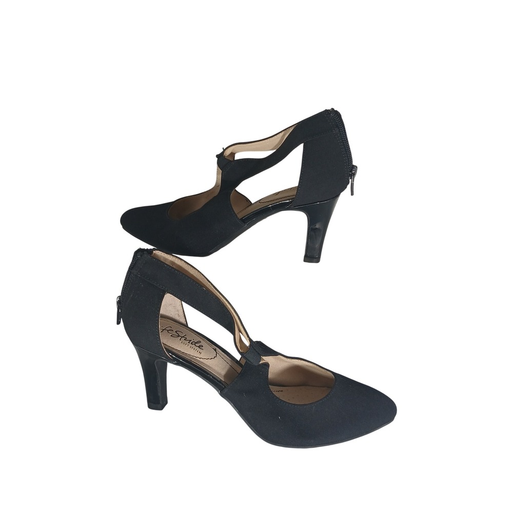 LifeStride Giovanna 2 Black Fabric‎ DOrsay Heels D Wanita Shoes Womens Size 7M